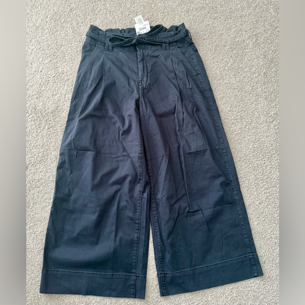 NWT AE Paper Bag Wide Leg Pants - Navy Size 12